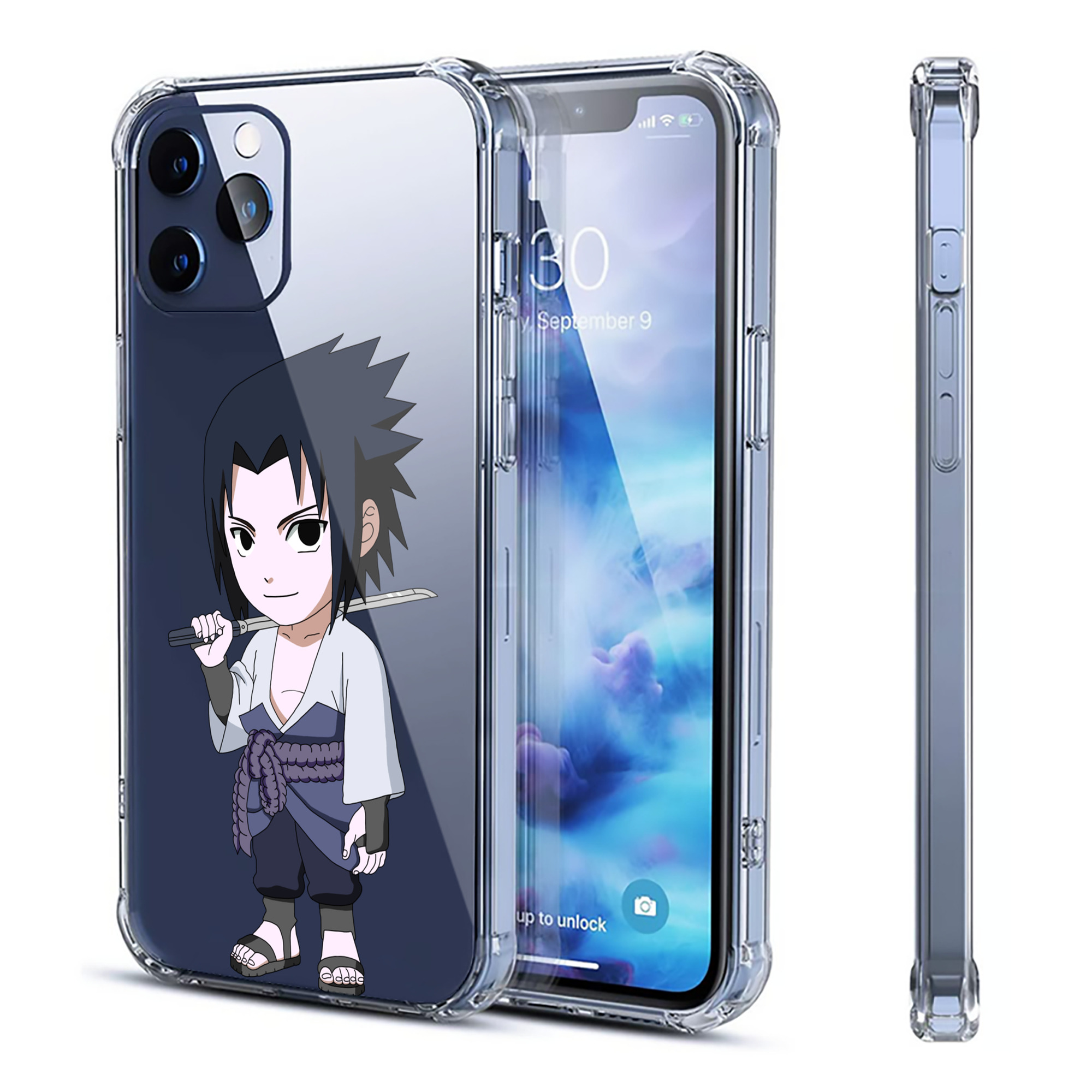 （画像用） NARUTO -ナルト- うちは サスケ Uchiha Sasuke 【iPhone 12シリーズ対応】透明スマホケース（クリアソフトケース）